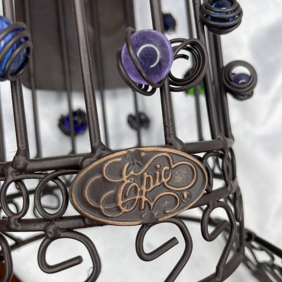 2009 Epic Products Wine Bottle Cork Cage Whimsy 14" Metal w/Glass Beads - Picture 7 of 9